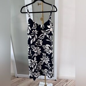 Tommy Bahama Navy and White Floral Midi Swim Dress